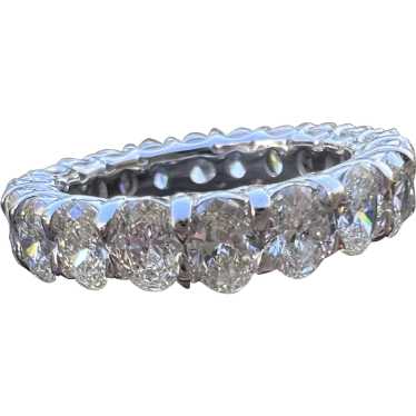 14K White Gold Oval Diamond Eternity Band - image 1