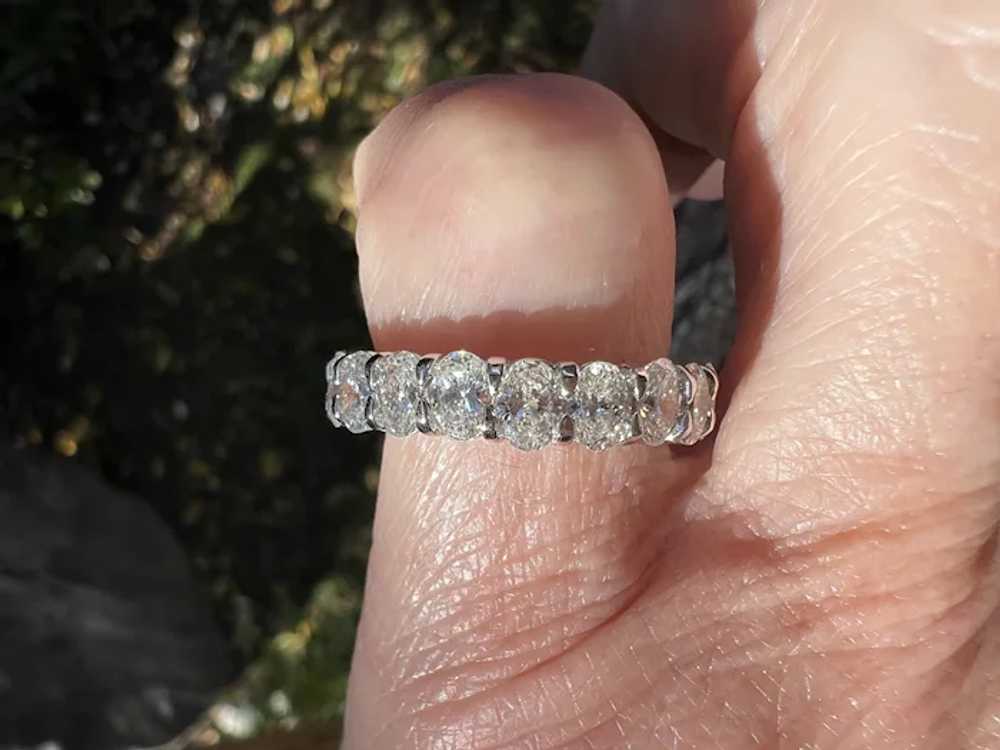 14K White Gold Oval Diamond Eternity Band - image 2