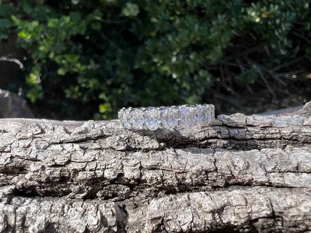 14K White Gold Oval Diamond Eternity Band - image 7