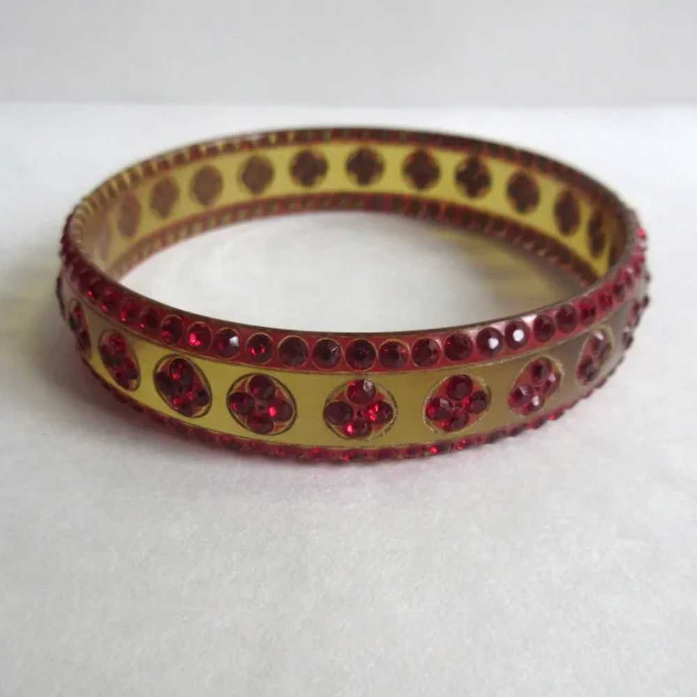 Celluloid Sparkle Bracelet, 20's Deco Rhinestone … - image 2