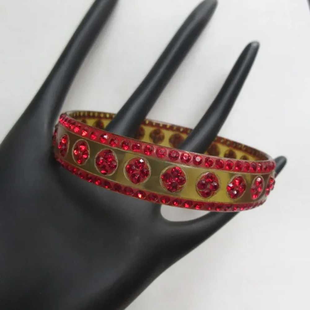 Celluloid Sparkle Bracelet, 20's Deco Rhinestone … - image 3