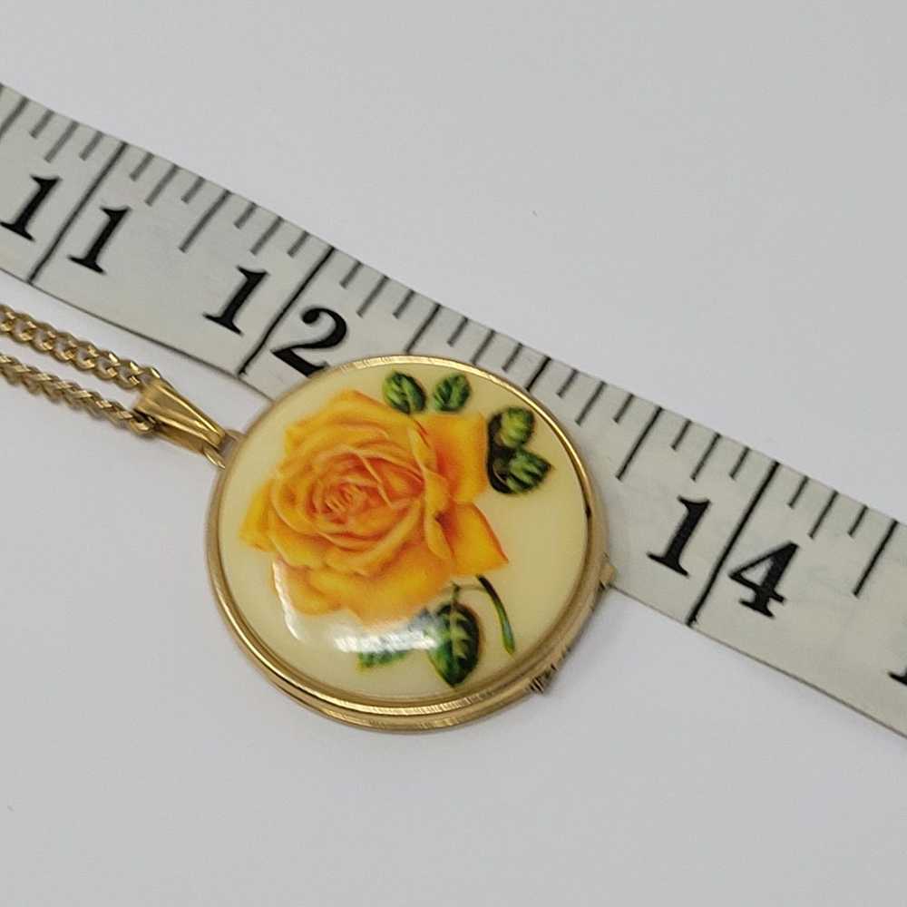 Vintage Vintage Guilloche Orange Rose Enameled Lo… - image 3