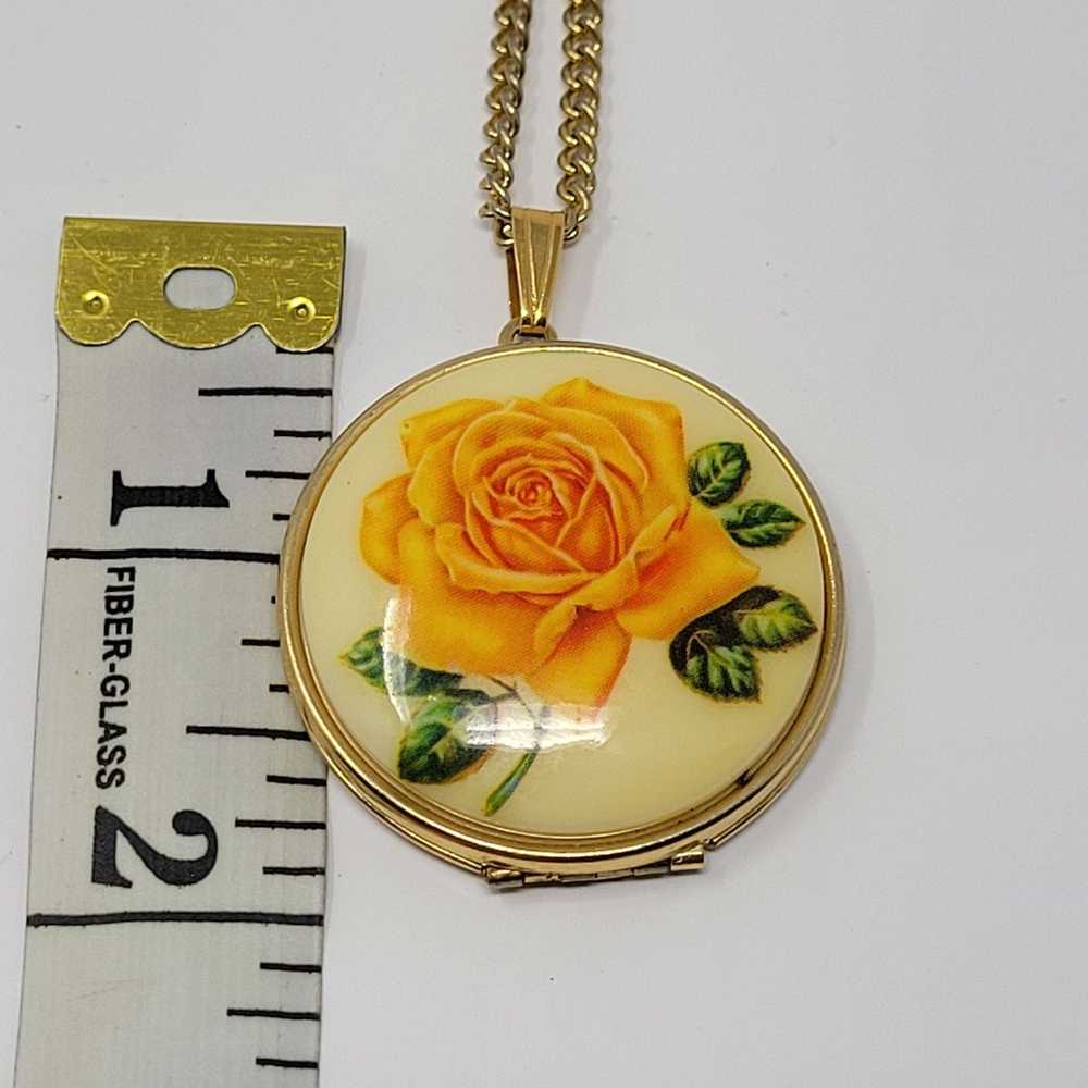 Vintage Vintage Guilloche Orange Rose Enameled Lo… - image 4