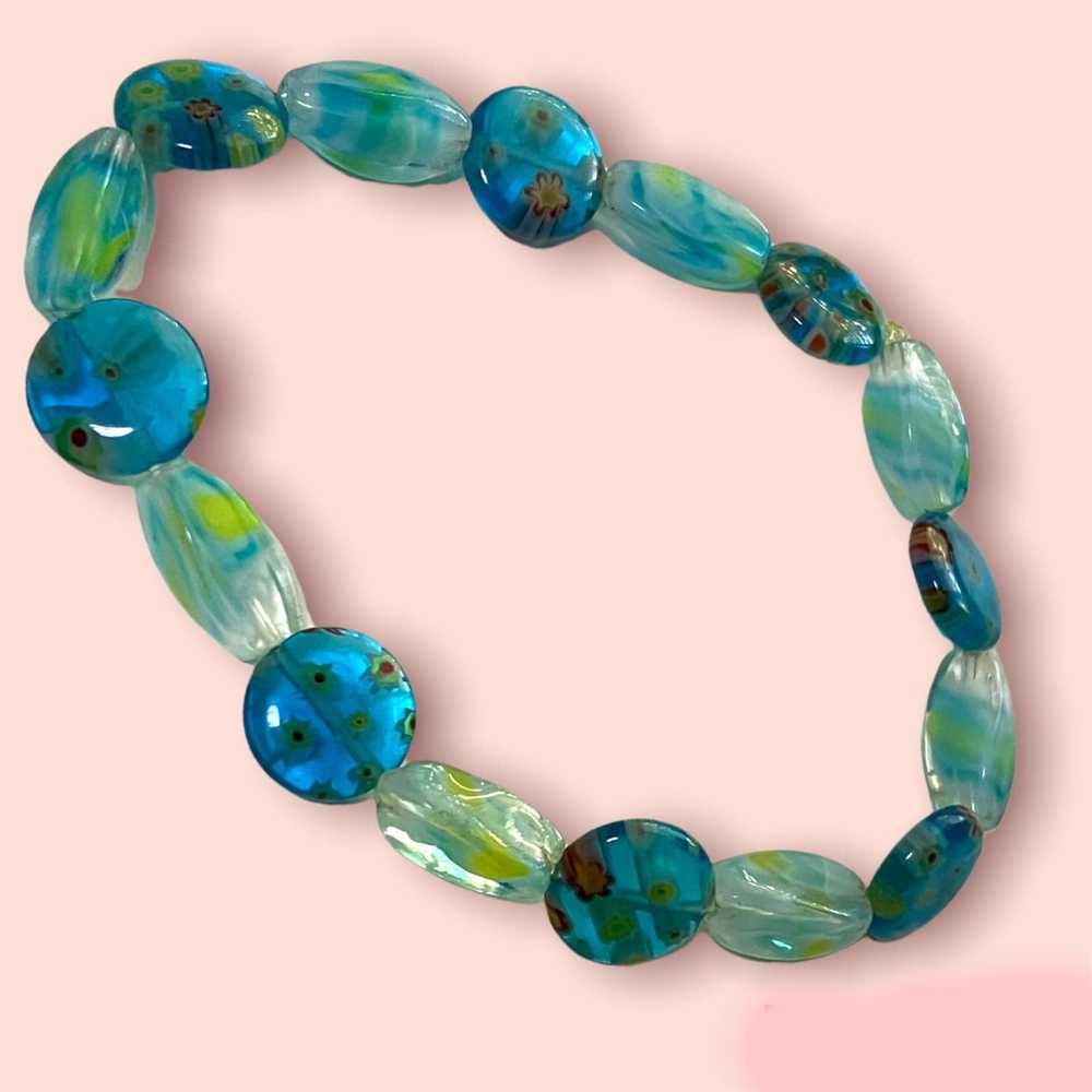 Other Aqua Murano Glass Venetian Bead Stretch Bra… - image 2