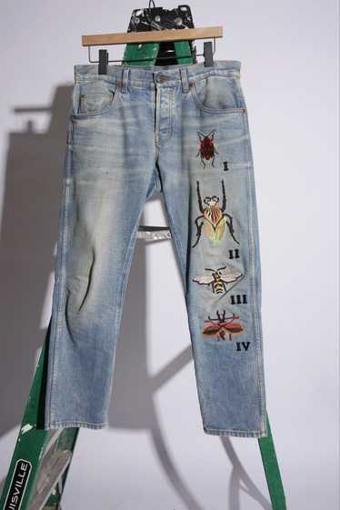 Gucci Gucci denim with insect embroidery