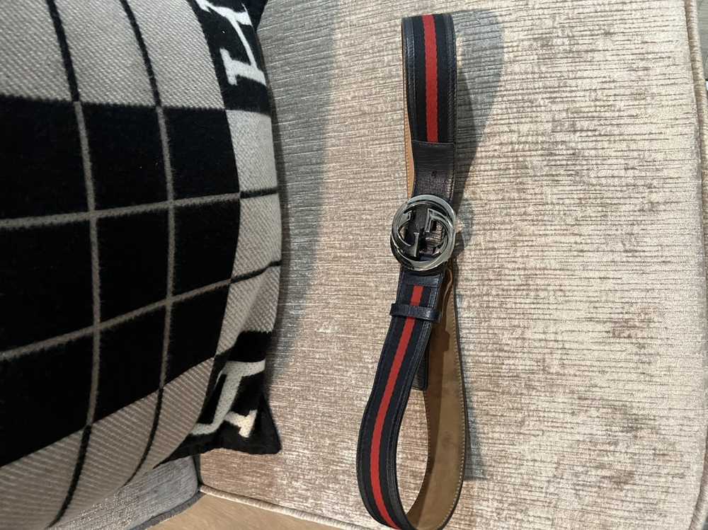 Gucci Blue & red striped Gucci belt - image 1