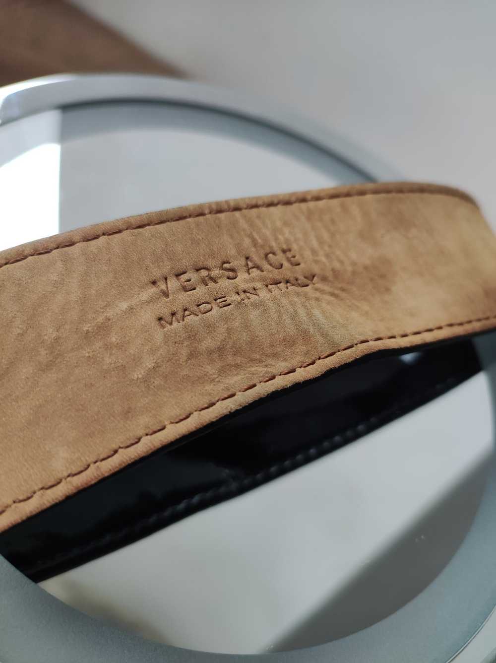 Versace Versace Vintage Belt Leather Black/Gold H… - image 9
