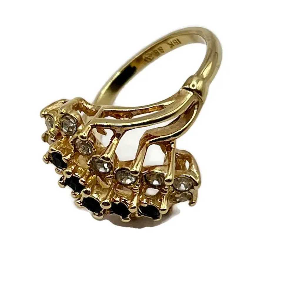 Jet Black Crystal Rhinestones Gold Plated Fashion… - image 2