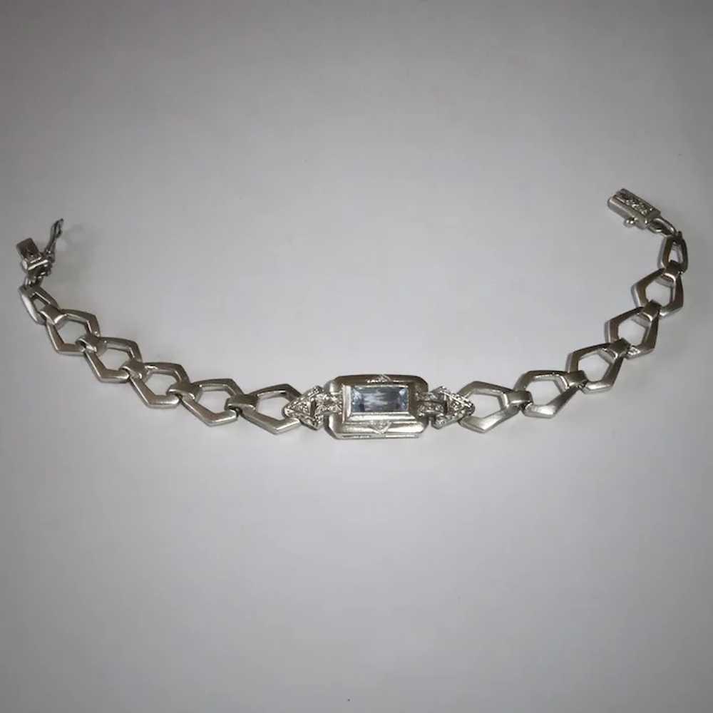 Sterling Link Bracelet w Blue Jewel - image 8