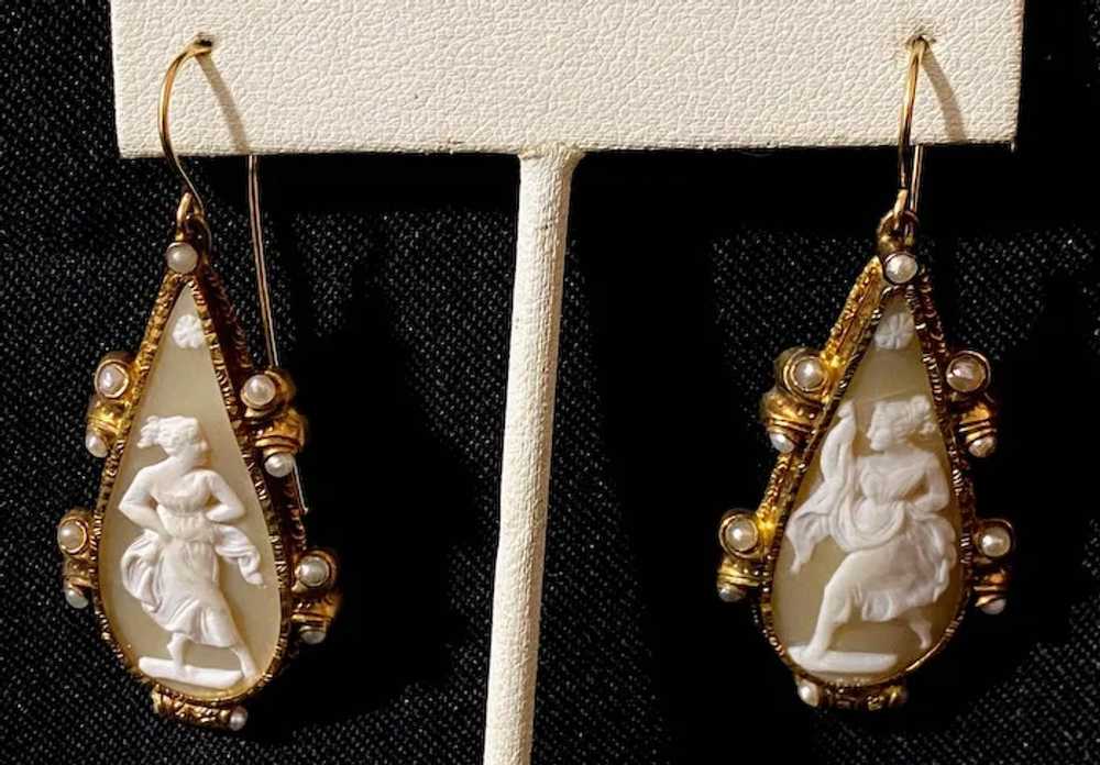 French Antique 18k Cameo earrings - image 2