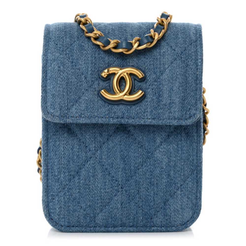 CHANEL Denim Quilted Flap Mini Crossbody Blue - image 1