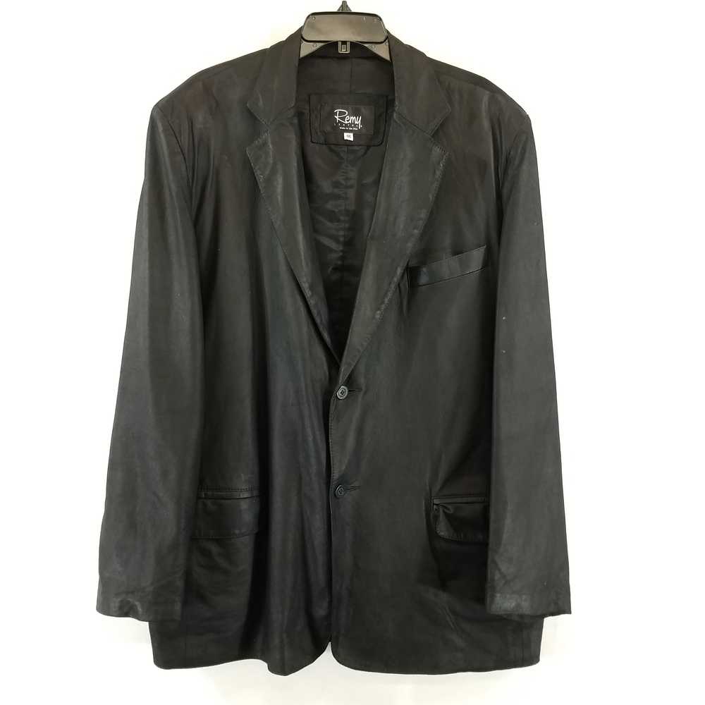 Remy Leather Men Black Leather Jacket 46 - image 1