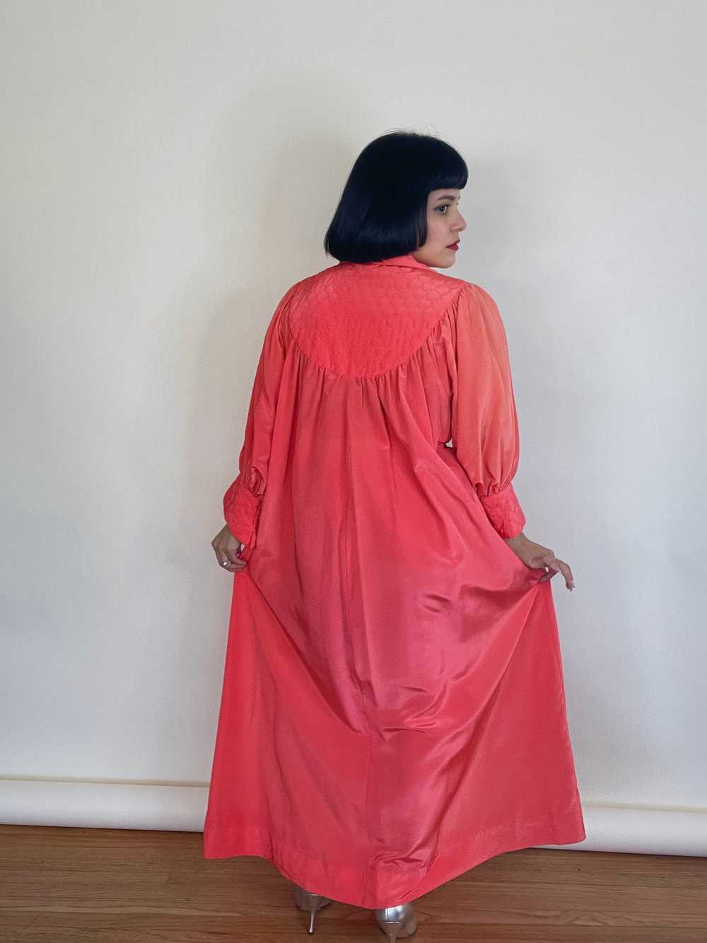 Vintage 40s 50s Salmon Coral Pink Duster Coat w/ … - image 5