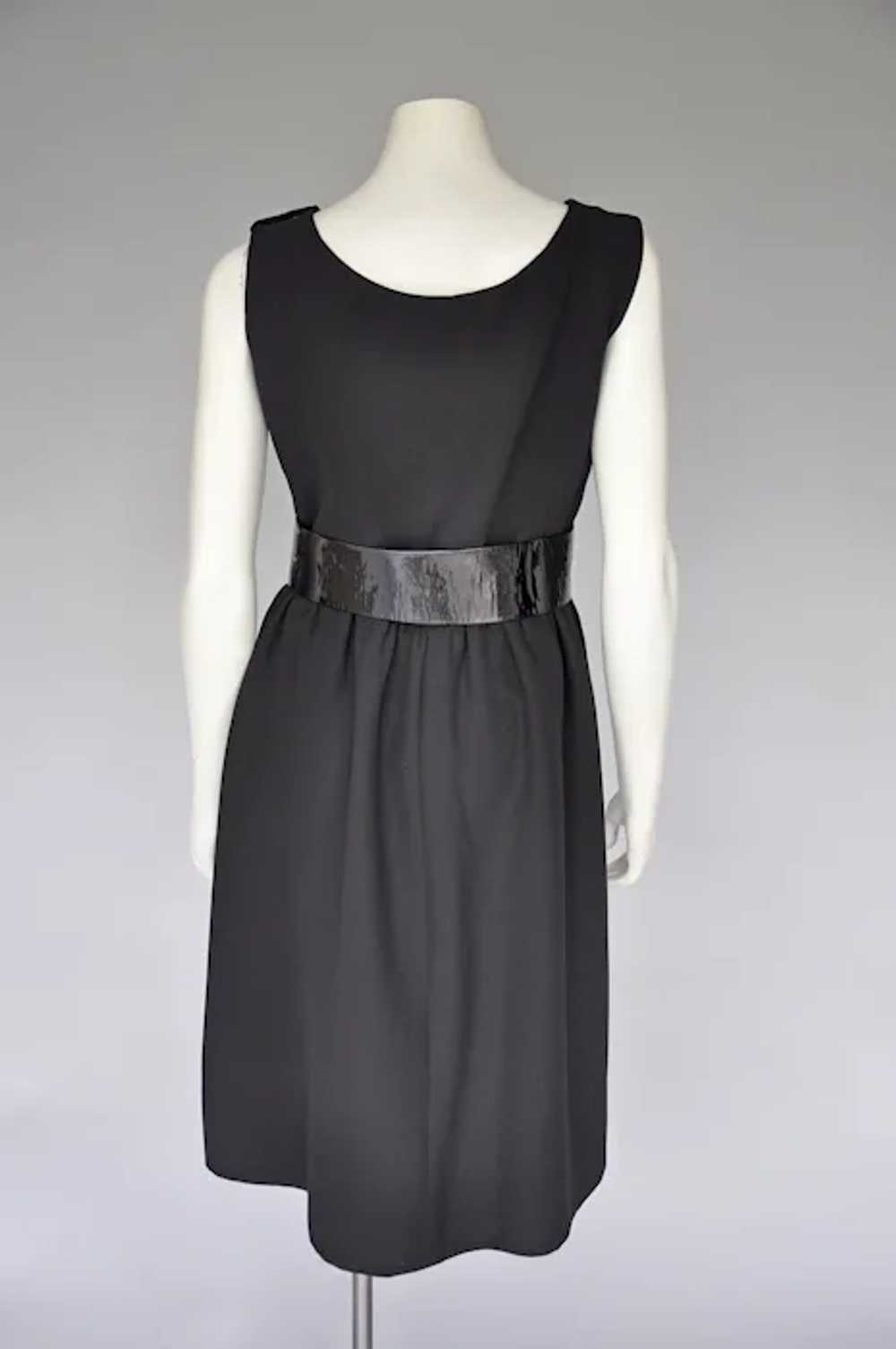 Black Norman Norell Sleeveless Belted Dress M - image 4
