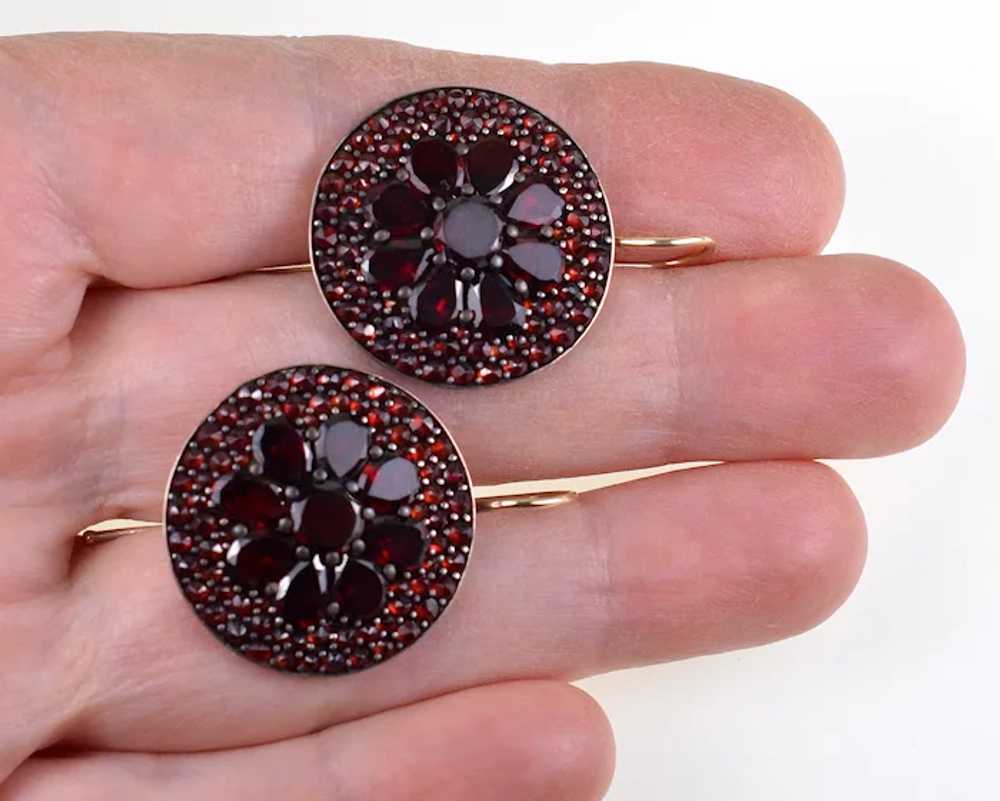 Antique Victorian Bohemian Garnet Large Earrings … - image 2