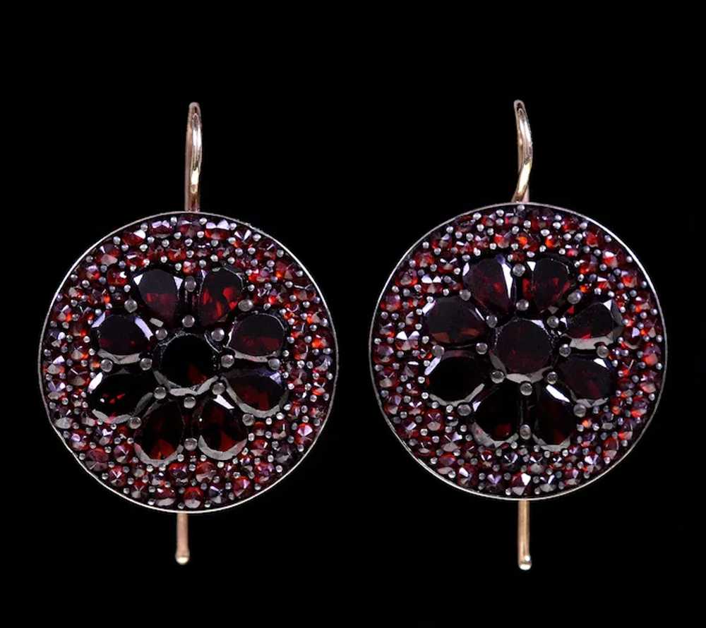 Antique Victorian Bohemian Garnet Large Earrings … - image 3