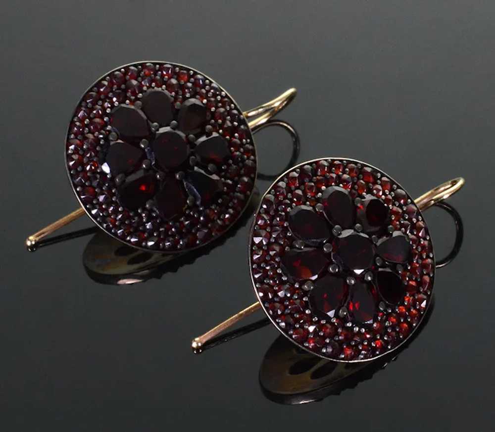 Antique Victorian Bohemian Garnet Large Earrings … - image 5