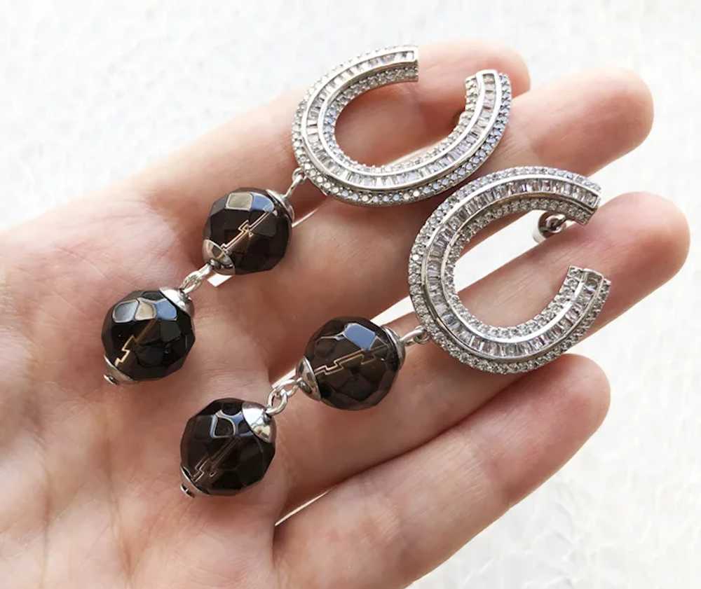 Large chandelier earrings with smoky quartz, stat… - image 10