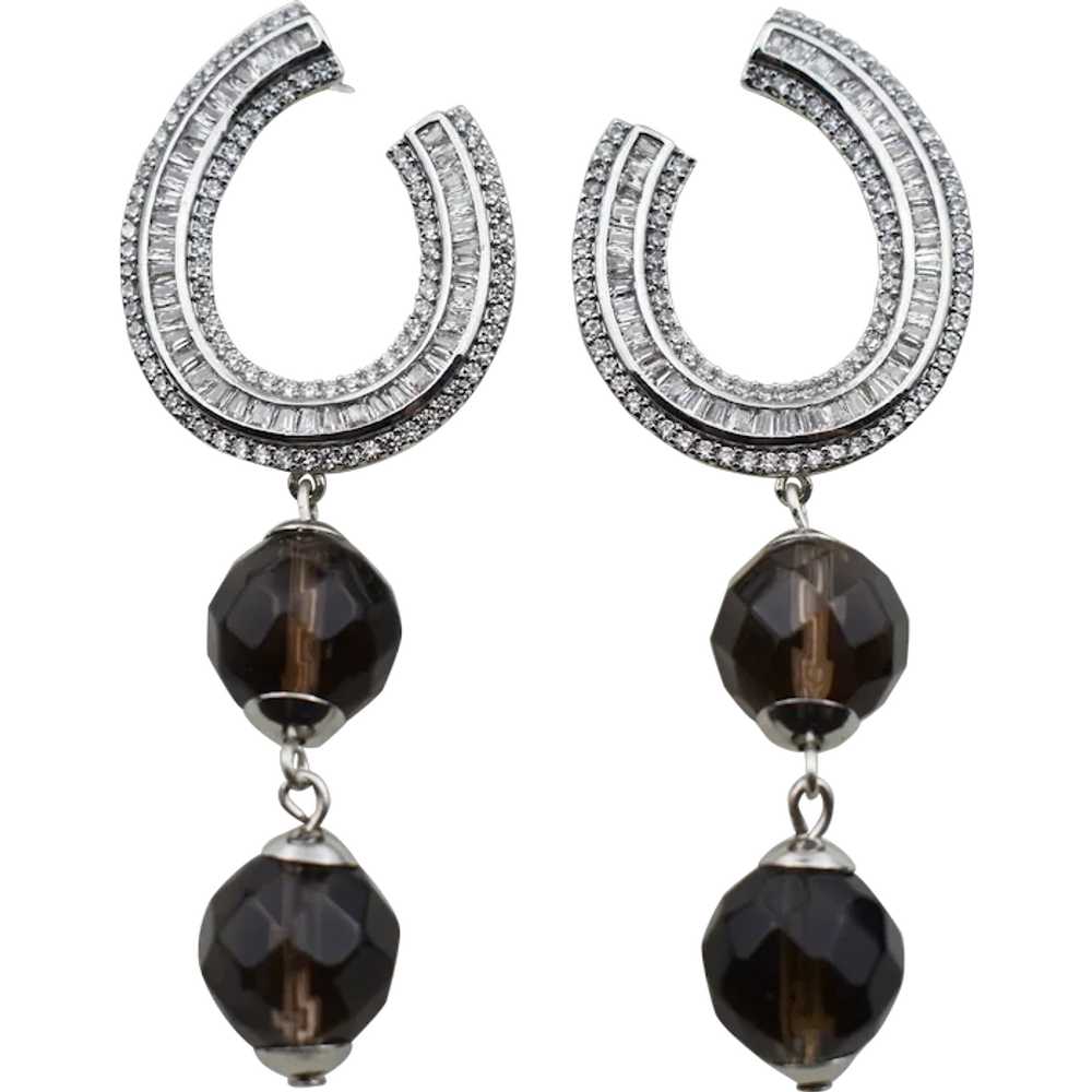 Large chandelier earrings with smoky quartz, stat… - image 1