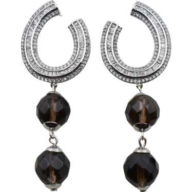 Large chandelier earrings with smoky quartz, state