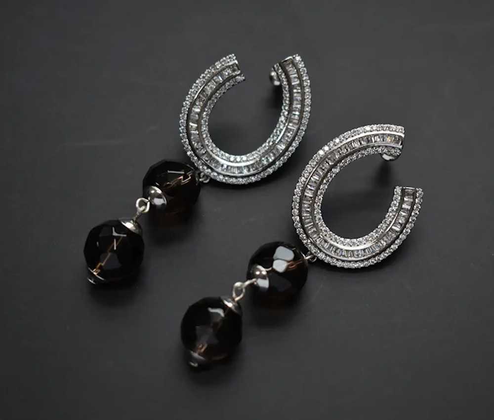 Large chandelier earrings with smoky quartz, stat… - image 4