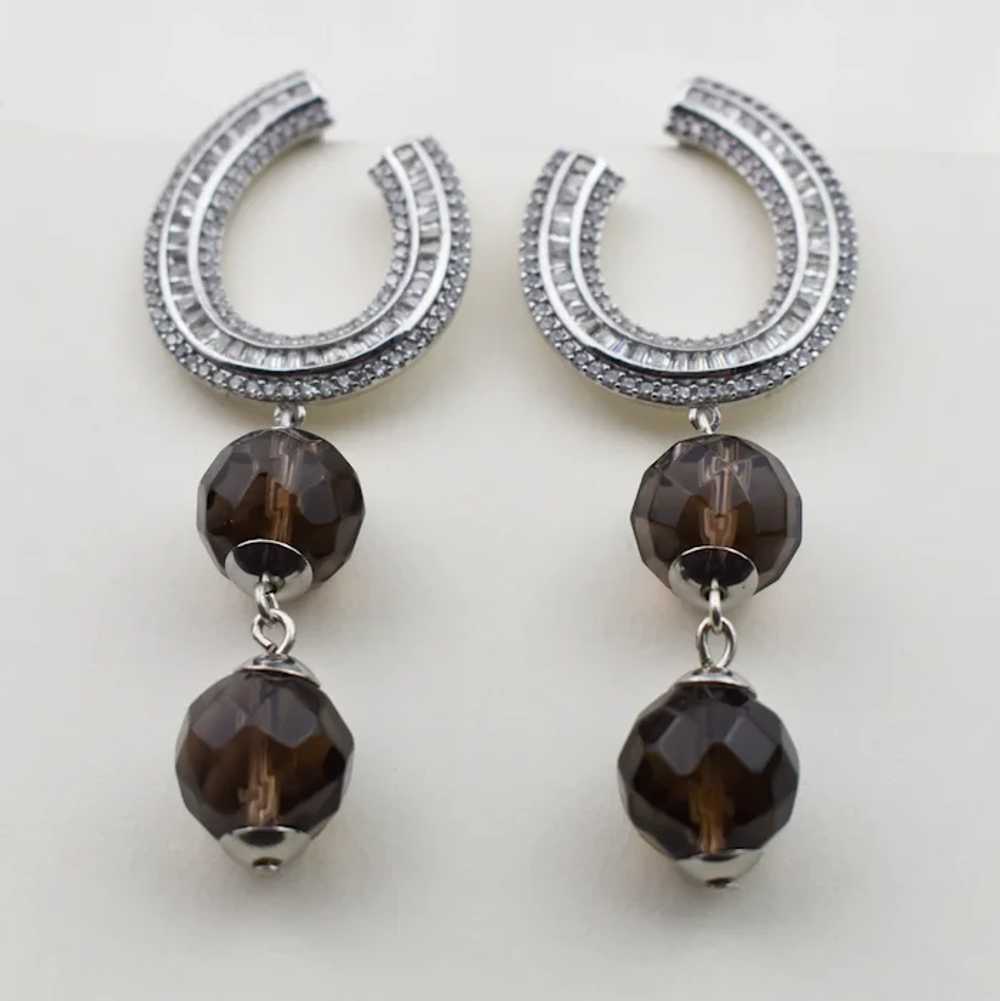 Large chandelier earrings with smoky quartz, stat… - image 6