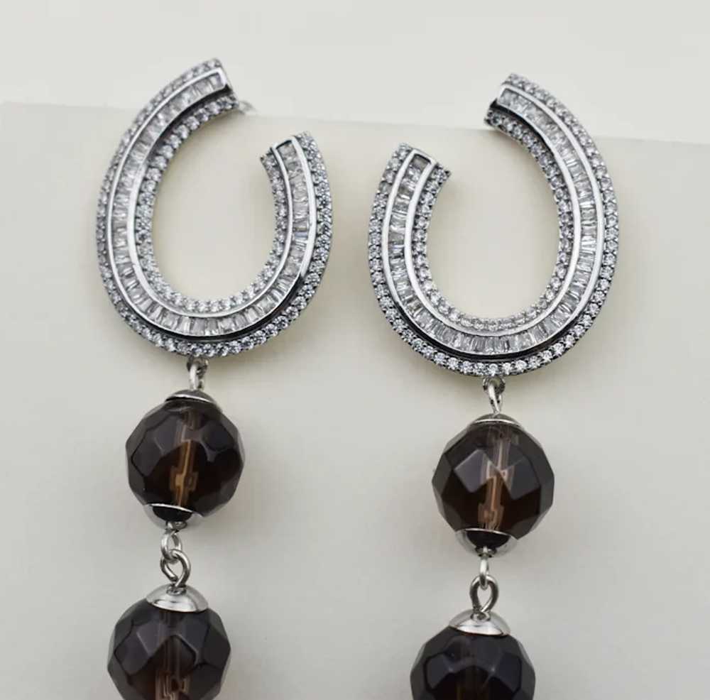 Large chandelier earrings with smoky quartz, stat… - image 7