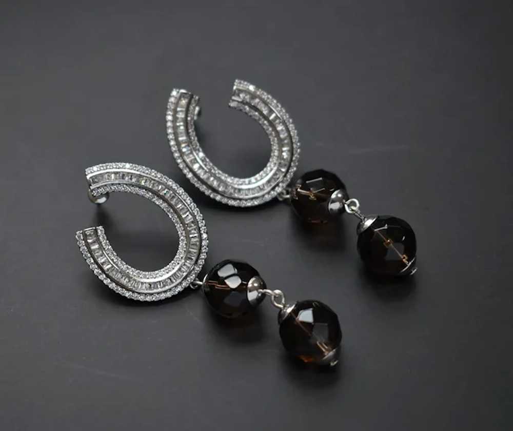 Large chandelier earrings with smoky quartz, stat… - image 9