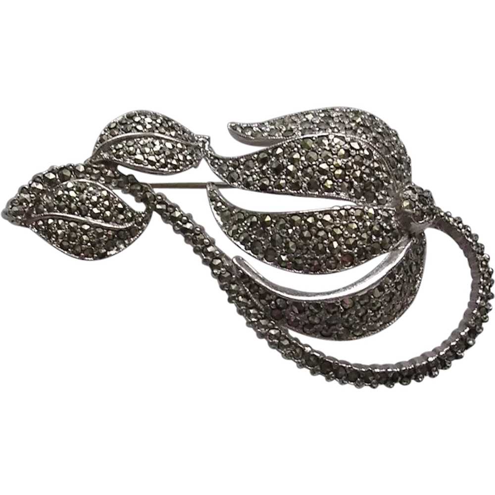 Floral Marcasite Brooch By Sphinx - image 1
