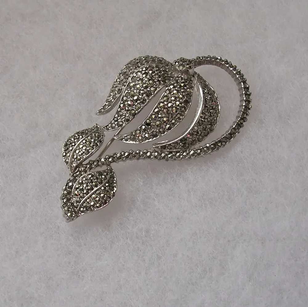 Floral Marcasite Brooch By Sphinx - image 2