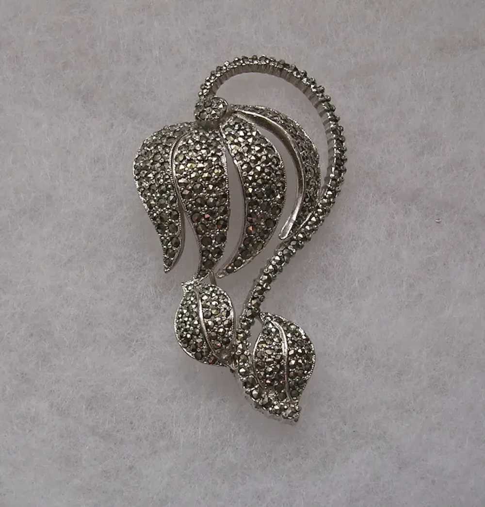 Floral Marcasite Brooch By Sphinx - image 3