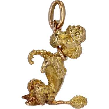 French 1960s 18 Karat Yellow Gold Sitting Poodle … - image 1