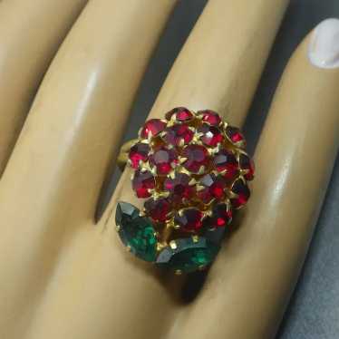 Austrian Crystal Berry Ring, Split Shank, Adjustab