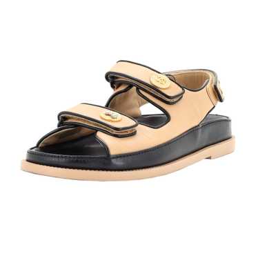 CHANEL Grained Calfskin Velcro Dad Sandals 37 Black – MoMosCloset