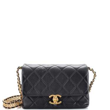 CHANEL Buckle Chain Flap Bag Quilted Calfskin Mini