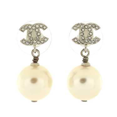 chanel black pearl drop earrings vintage