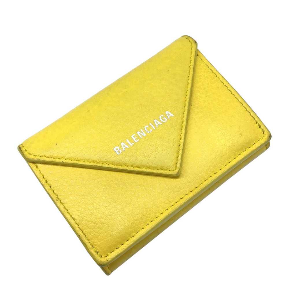 BALENCIAGA Paper 391446 Yellow 3-fold Wallet Wome… - image 1