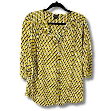 Covington Yellow Covington Geometric Blouse Size … - image 1