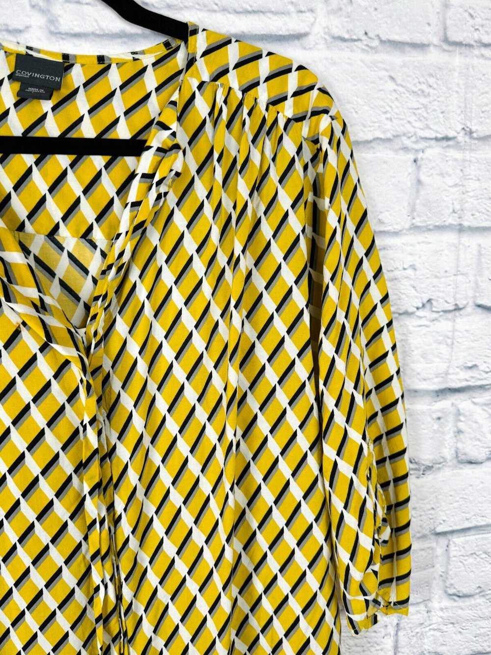 Covington Yellow Covington Geometric Blouse Size … - image 4