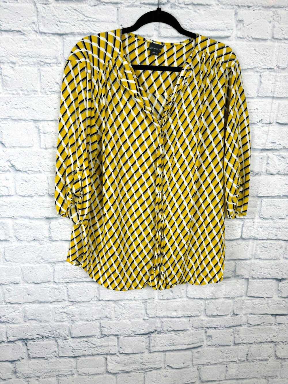 Covington Yellow Covington Geometric Blouse Size … - image 5