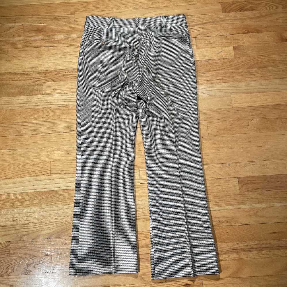 Vintage 60s Doubleknit Houndstooth Trousers 36x30 - image 7