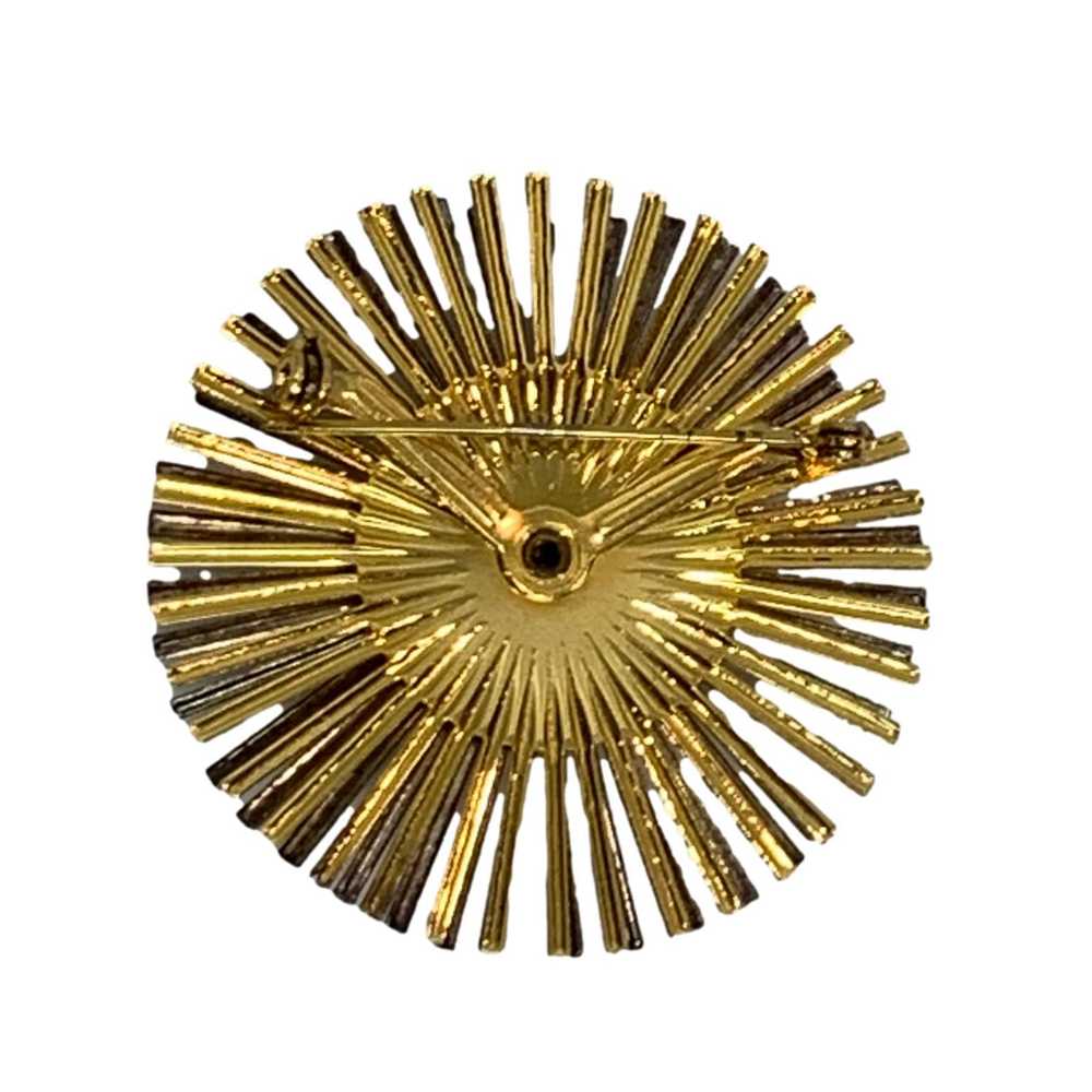 Jewelry × Vintage 60s Mod Sunburst Gold Brooch | … - image 7