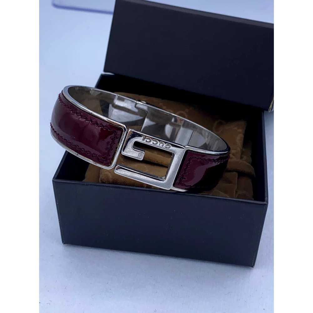 Gucci GUCCI G Logo Purple Leather Bangle Bracelet - image 2