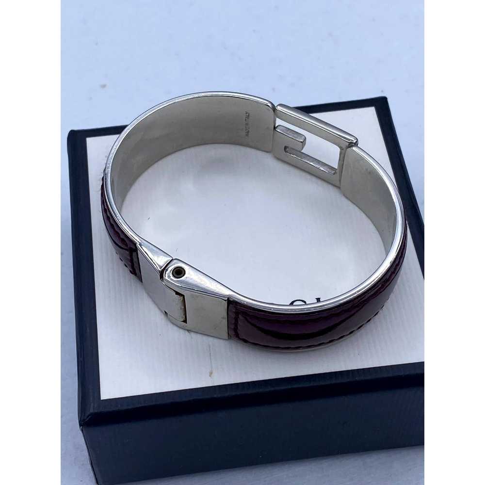 Gucci GUCCI G Logo Purple Leather Bangle Bracelet - image 3