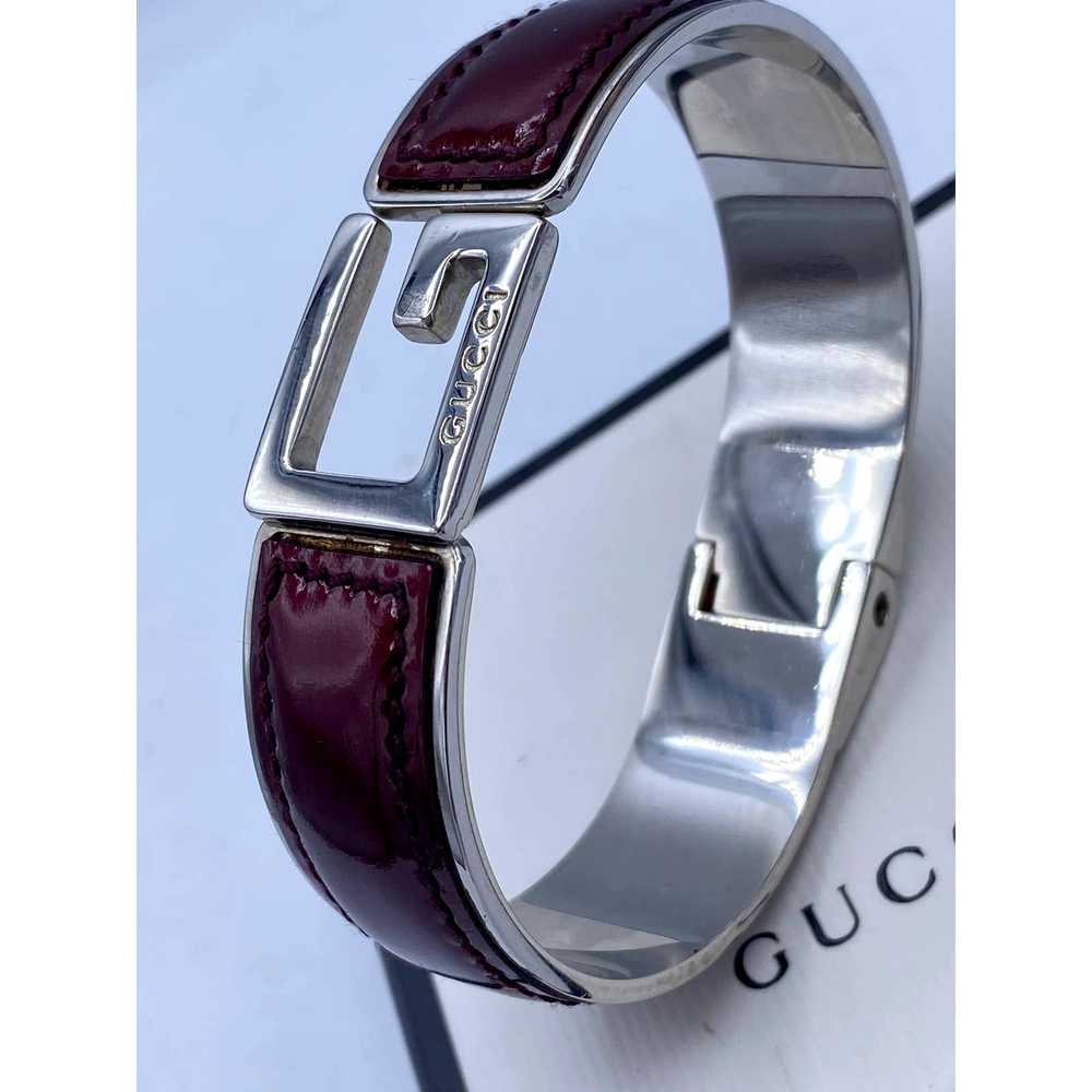 Gucci GUCCI G Logo Purple Leather Bangle Bracelet - image 6