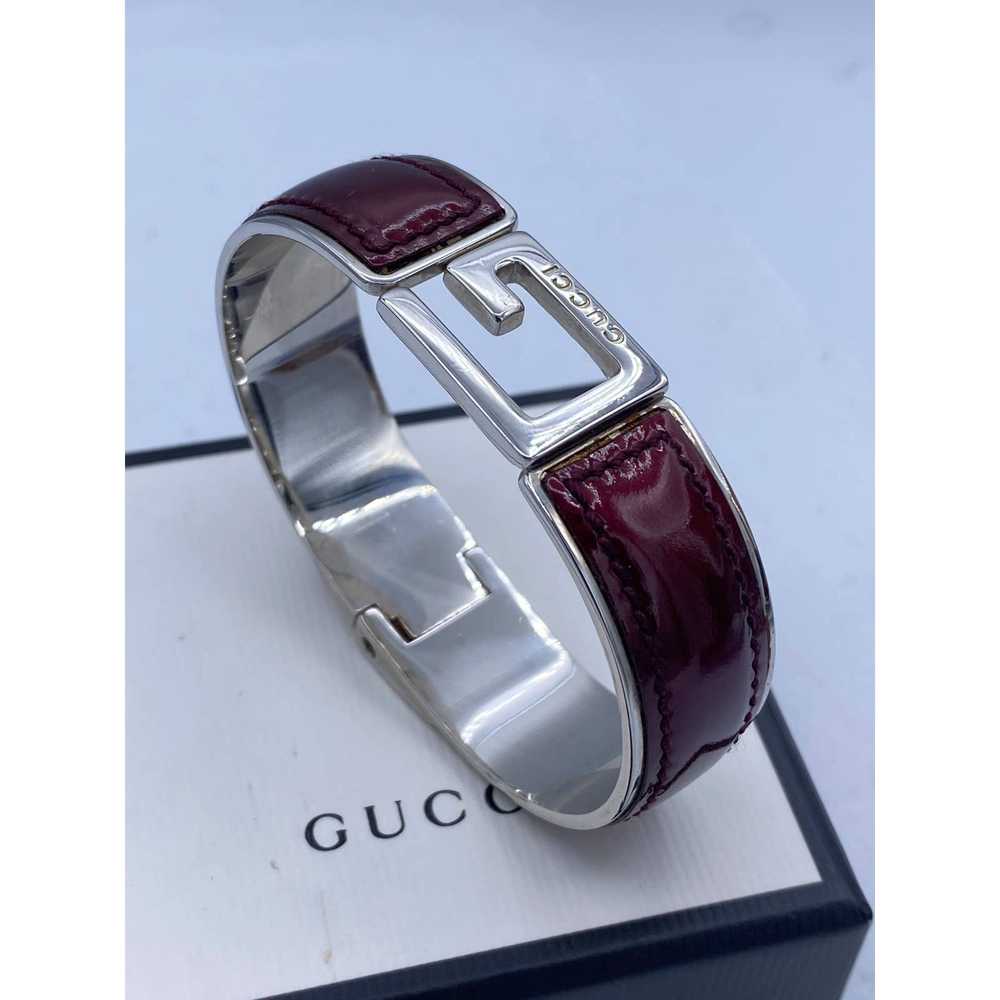 Gucci GUCCI G Logo Purple Leather Bangle Bracelet - image 7