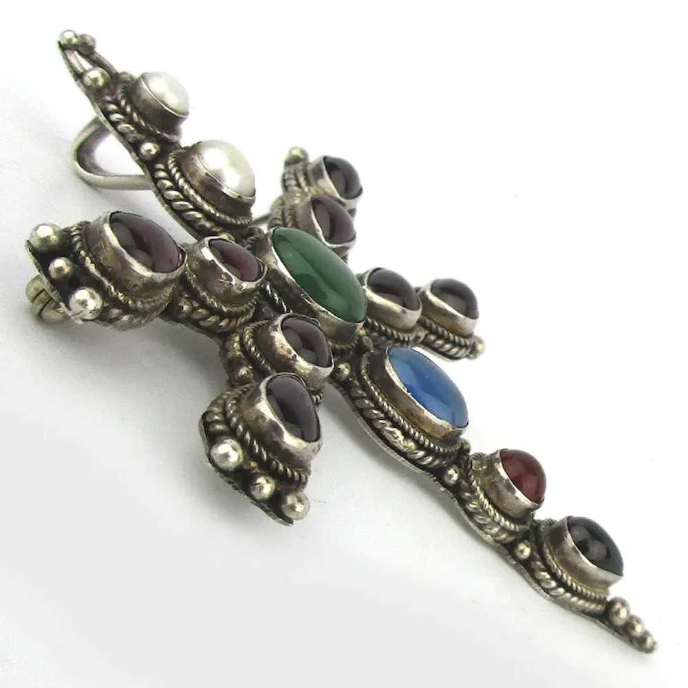 Super Lux Dragonfly Pin Pendant Jeweled Sterling … - image 2