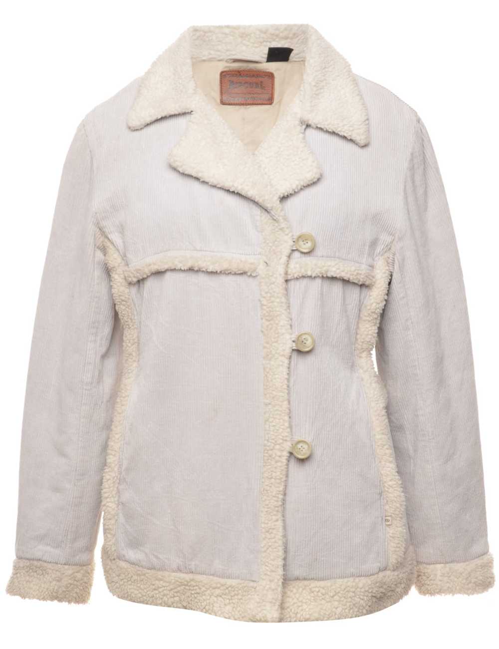 Corduroy Light Grey Faux Shearling Lined Jacket -… - image 1