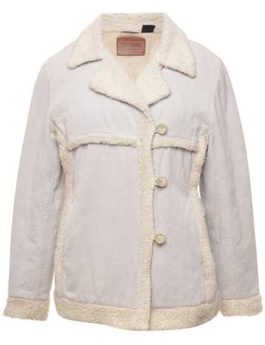 Corduroy Light Grey Faux Shearling Lined Jacket - 