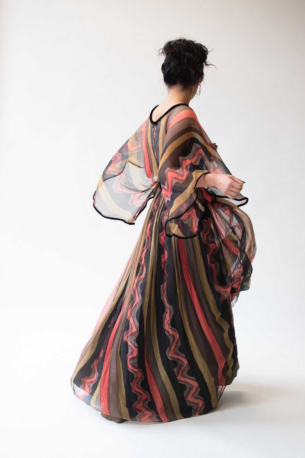 1970s Hand Painted Chiffon Gown | Doree Leventhal - image 3